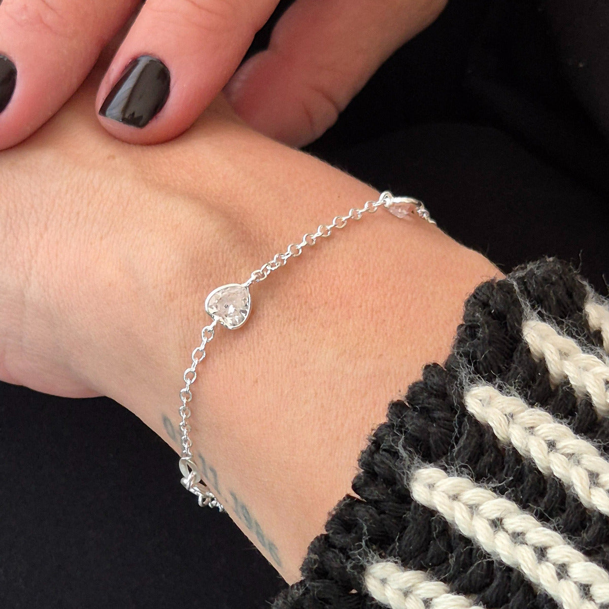 Pulseira Prata 925 Legítima Coração Zircônias Feminina