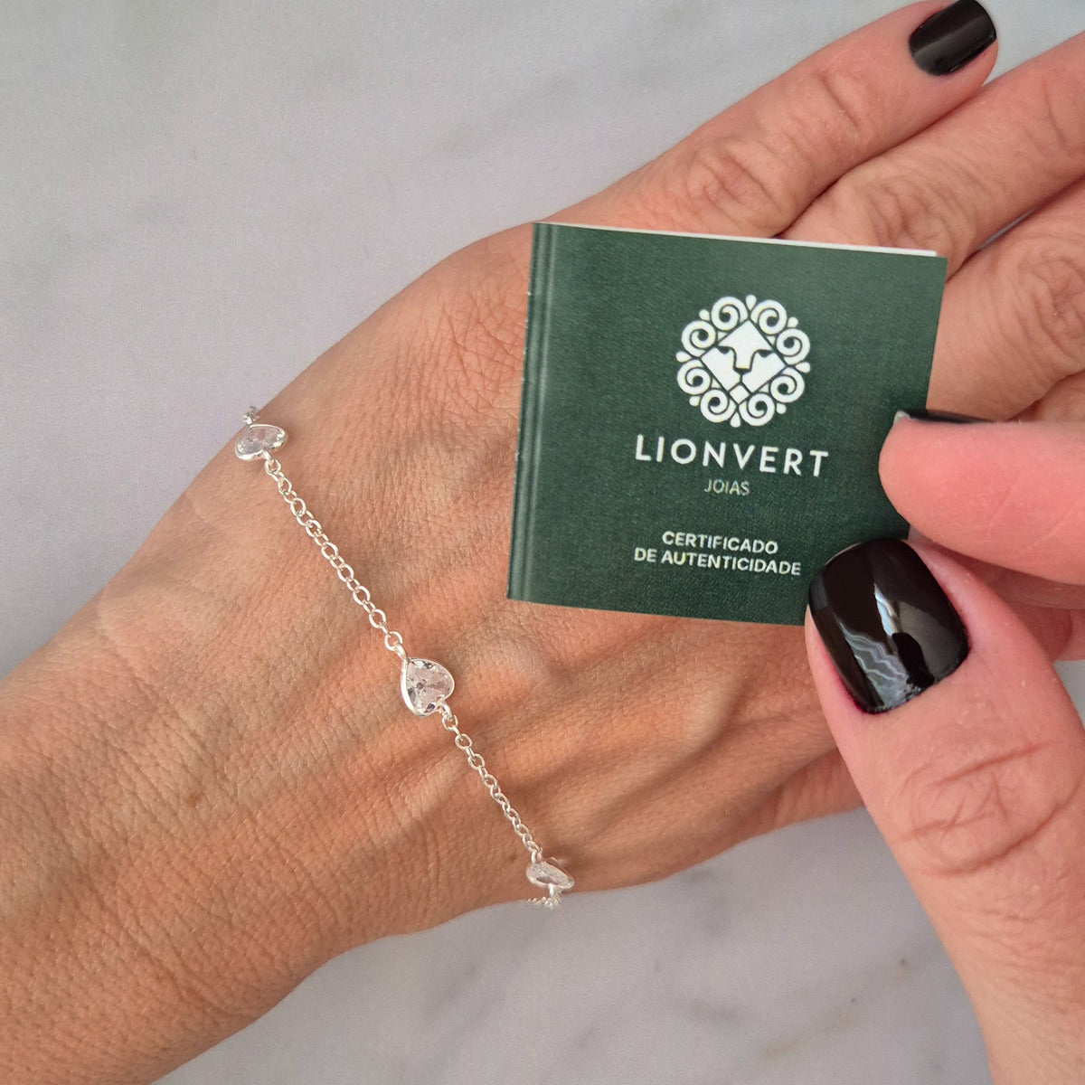 Pulseira Prata 925 Legítima Coração Zircônias Feminina
