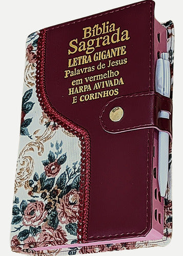 Bíblia Sagrada Letra Gigante Com Harpa Feminina Índice