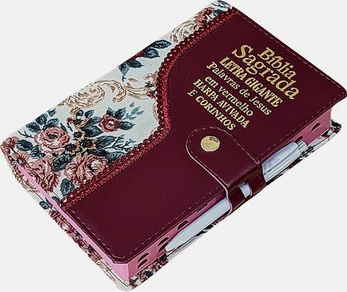 Bíblia Sagrada Letra Gigante Com Harpa Feminina Índice