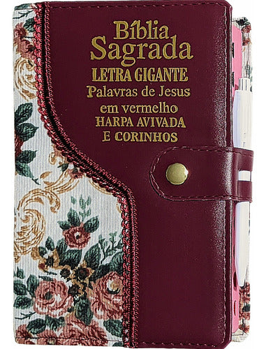 Bíblia Sagrada Letra Gigante Com Harpa Feminina Índice