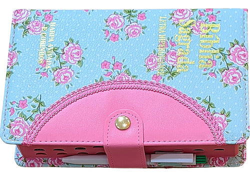 Bíblia Sagrada Com Harpa Feminina Botão Letra Hiper Gigante